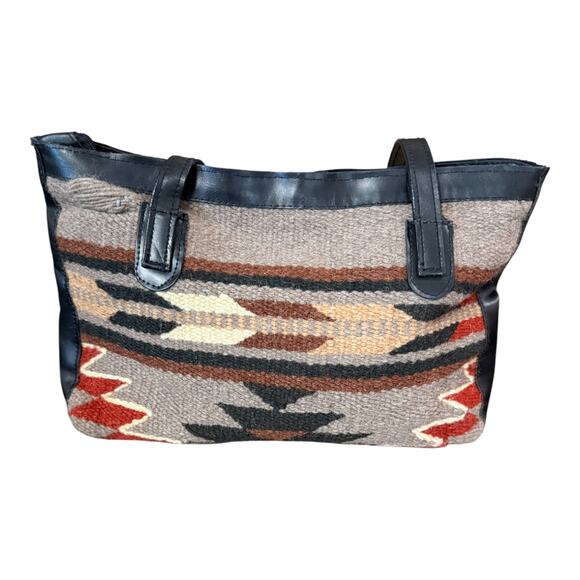 VTG El Paso Saddle Company Wool Saddle Blanket Purse Navajo Print Shoulder Bag - Picture 4 of 9